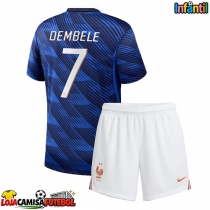 Camisa de Futebol França Ousmane Dembele #7 Equipamento Principal Infantil Mundo 2026 Manga Curta (+ Calças curtas)